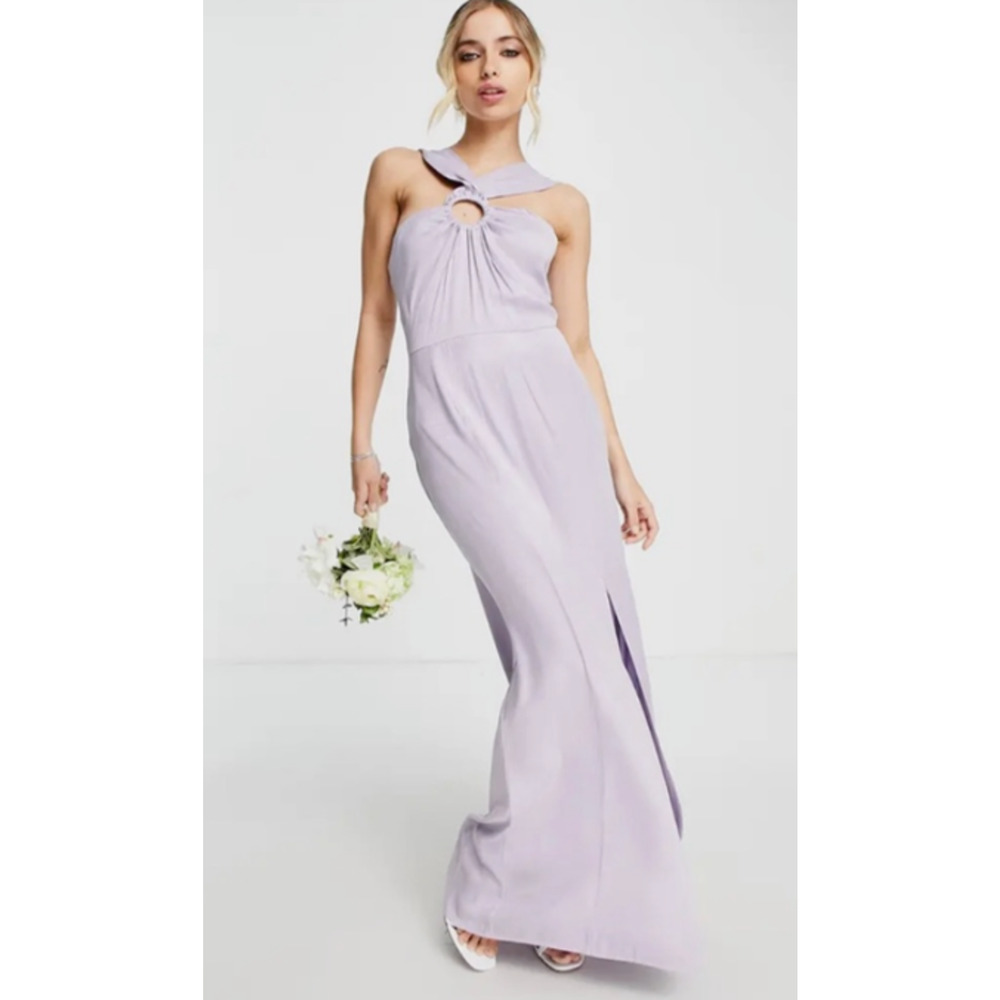Topshop Maxi Dress Womens 4 Lilac Purple Halter Neck Wedding Guest Flirty NWT
